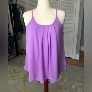 Lilac  Pleat Front Flowy Tank Top